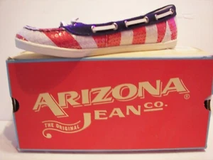 One Pair ~ Arizona ~ Henley Multi ~ Patriotic Flat Casual Shoe ~ Womens Size 8B - Picture 1 of 3