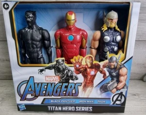 Marvel Avengers Black Panther Iron Man Thor Titan Hero 3 Pack 12” Action Figures - Picture 1 of 1