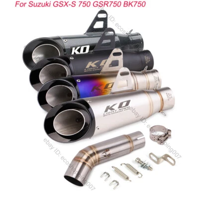 For Suzuki GSR750 GSXS750 BK750 Exhaust Pipe 51mm Muffler Tail Tips No DB Killer - Imagem 1 de 4