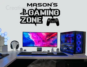 Personalisierte Gaming Zone Wandaufkleber PlayStation 4 Controller Game Zone Aufkleber  - Bild 1 von 8