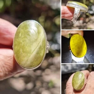 Shah خاتم شاه مقصزد او اليازهر مميزMaqsoud or Bezoar Green stone 925 silver ring - Picture 1 of 7