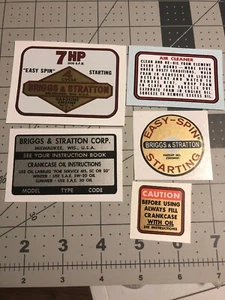 Juego de calcomanías Briggs & Stratton 170702 7 hp Mustang, Murray, MTD y otros - Imagen 1 de 1