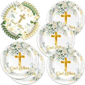 40Pcs God Bless party Tableware Set,First Communion 20 Plates and 20 Napkins'... - Picture 1 of 6