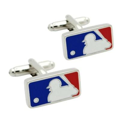MAJOR LEAGUE BASEBALL CUFFLINKS Sports Fan MLB with GIFT BAG Wedding Fathers Day - Image 1 of 4