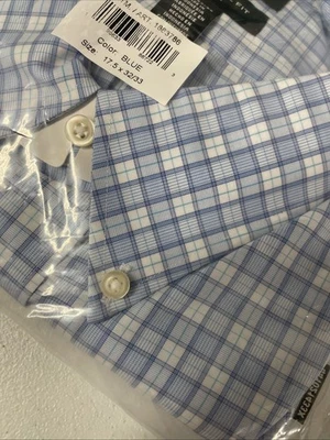 Kirkland Signature Men's Dress Shirt Traditional Fit Non-Iron 17.5 32/33 BLUE - Image 1 of 4