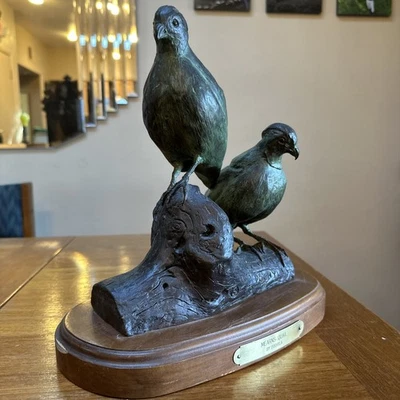 “ Mearns Quail” By Pochyla Edition 1/10 Bronze Sculpture 1985 11.5” Tall W:Stand - Image 1 of 4
