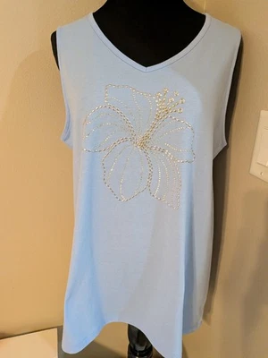 NWT Coral Bay Large Stud Floral/Blue Florida Tank Top - Image 1 of 4
