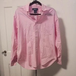 Camisa Ralph Lauren Rosa Blanco Rayas Para Hombre Manga Larga Talla 12 - Imagen 1 de 7