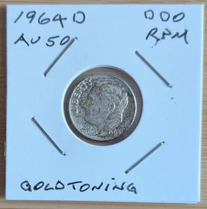 1964 D Roosevelt Dime DDR, RPM, Toning - Rare Find - About Uncirculated - Picture 1 of 3