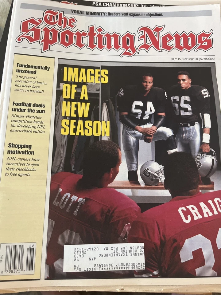 Sporting News 15 de julio de 1991 Raiders 49ers Ronnie Lott Roger Craig Foto 1 de 1