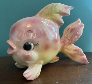 Maceta de bolsillo de pared de peces vintage NORCREST Japón iridiscente - Imagen 1 de 11