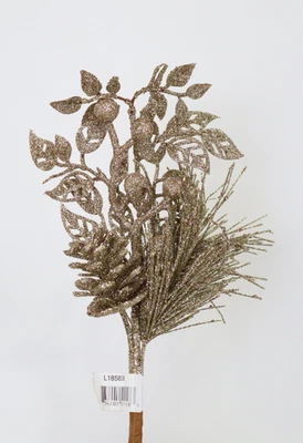 Vickerman 10 Champagne Piña Brillo Hoja Artificial Navidad Pack de 1 Foto 1 de 4