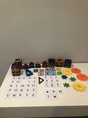 Lote De 150 + Azulejos Magformers Ruedas Azulejos Magnéticos Construcción Azulejo Letras Números Foto 1 de 4