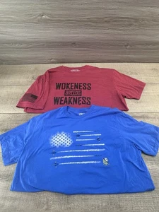 Patriotic Crew Blue Angel T-SHIRTS Adult 2XL 2 Shirt Lot Grunt USA - Picture 1 of 9