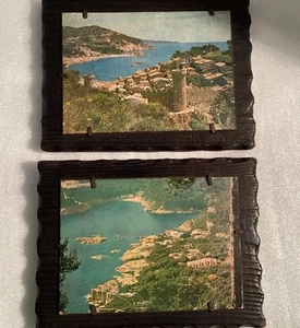 VTG LOBECO ART of SPAIN Handcrafted WALL DECOR Dark WOOD Art Deco Cities Water - Picture 1 of 21