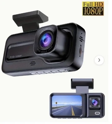 Dashcam per auto Full HD 1080. 2 telecamere esterno e interno, display 2 pollici - Immagine 1 di 4