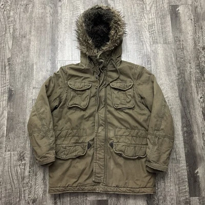 Abrigo chaqueta de piel sintética parka American Eagle verde para hombre L Foto 1 de 4
