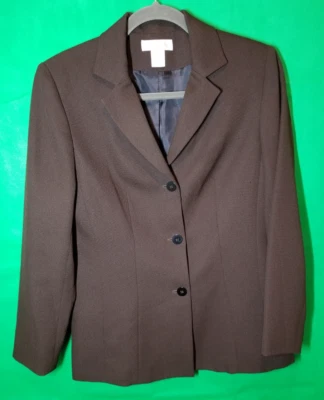 Blazer Worthington Para Mujer Talla 4P Marrón 3 Botones Carrera Fiesta Boda Foto 1 de 4