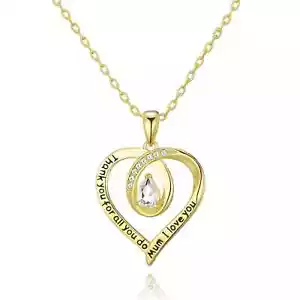 Gold Plated Mum I Love You Quote Necklace Created with Zircondia® Crystals - Picture 1 of 7