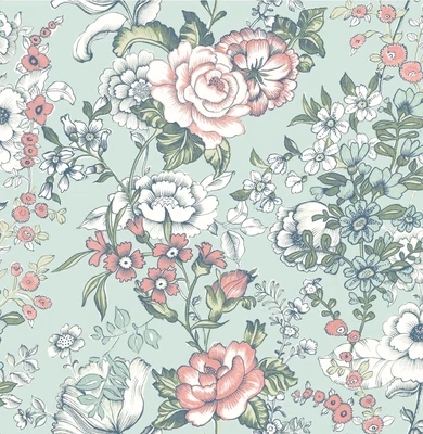 Papel pintado floral A Street Prints Kismet Ainsley Farmhouse Boho gris rosa como nuevo Foto 1 de 4