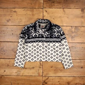 Vintage County Clothing Co Fleece Jacket S Cropped Fleece Geometric White - Picture 1 of 7