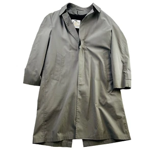 VINTAGE London Fog Jacket Adult 40 Short Gray Green Trench Coat Maincoat Mens - Picture 1 of 24
