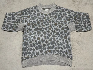Abercrombie & Fitch Fuzzy Sweater Womens Medium M Cheetah Print Pullover Thermal - Picture 1 of 8
