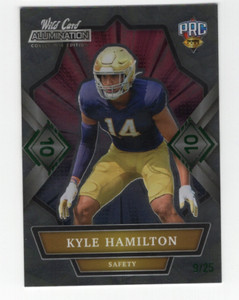 KYLE HAMILTON 2022 WILD CARD ALUMINATION COLLEGE ROOKIE /25 - 10 STRIPES