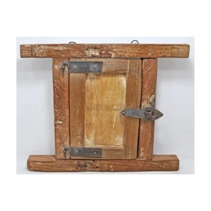 Antique Wooden Small Window Wall Décor Original Old Crafted Painted Rustic - Picture 1 of 5