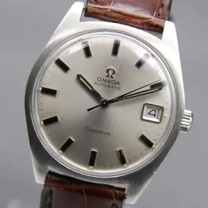 【NEAR MINT】 OMEGA Geneve Cal.565 166.041 Silber Datum Vintage 34mm AT Herrenuhr - Bild 1 von 18