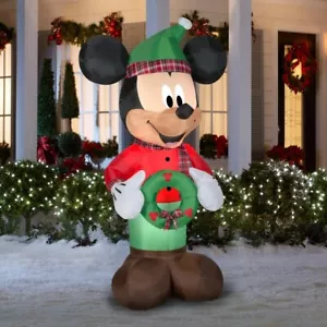 Luces inflables de Navidad 6’ Mickey Mouse Disney/Gemmy Felices Fiestas - Imagen 1 de 12