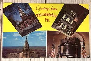 Greetings From Philadelphia Pennsylvania PA Betsy Ross Liberty Bell Postcard - Picture 1 of 2