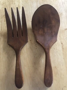 Set of 2 Vintage Woodcroftery Serving Set Salad Fork Butter Spoon France Utensil - Picture 1 of 21