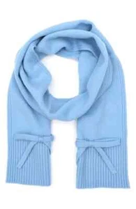 NWT Kate Spade New York bow wool scarf Blue - Picture 1 of 5