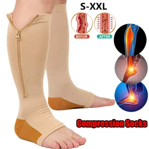 AU Copper Zipper Compression Socks Support Graduated Medical Stockings 20-30mmHg - Picture 1 of 18