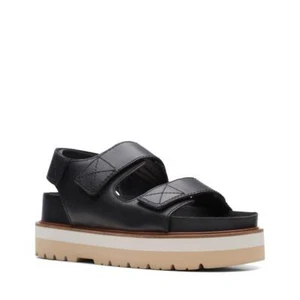 Clarks Orianna Sea Black Leather Women's Sandals Size UK 6D - Picture 1 of 6