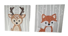 Handmade Fox  & Deer 8"x8" String Art by "Strung on Nails" for Nursery or Cabin