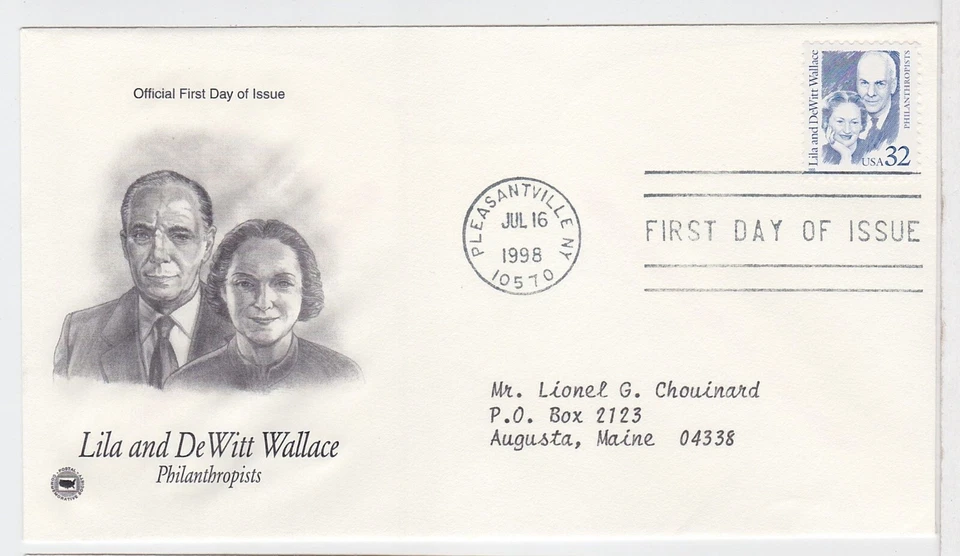 TurtlesTradingPost- Lila & DeWitt Wallace 1998 #2936 FDC Artcraft Variety Cachet - Image 1 of 1