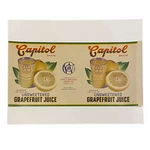 Etiqueta de caja de jugo de toronja sin azúcar marca CAPITOL - Imagen 1 de 3