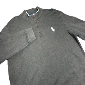 Polo Golf Ralph Lauren 1/4 Zip Maglione BIG PONY Uomo XL Grigio Pullover Ricamato - Foto 1 di 10