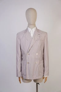 Angelo Nardelli Striped Double-Breasted Blazer Italy 50 (EU) Sport Coat Unlined - Picture 1 of 15