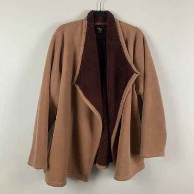 Suéter Cuddl Duds Fleecewear Bonded Sherpa Cascade Frontal Envolvente Talla 1X Marrón Foto 1 de 4