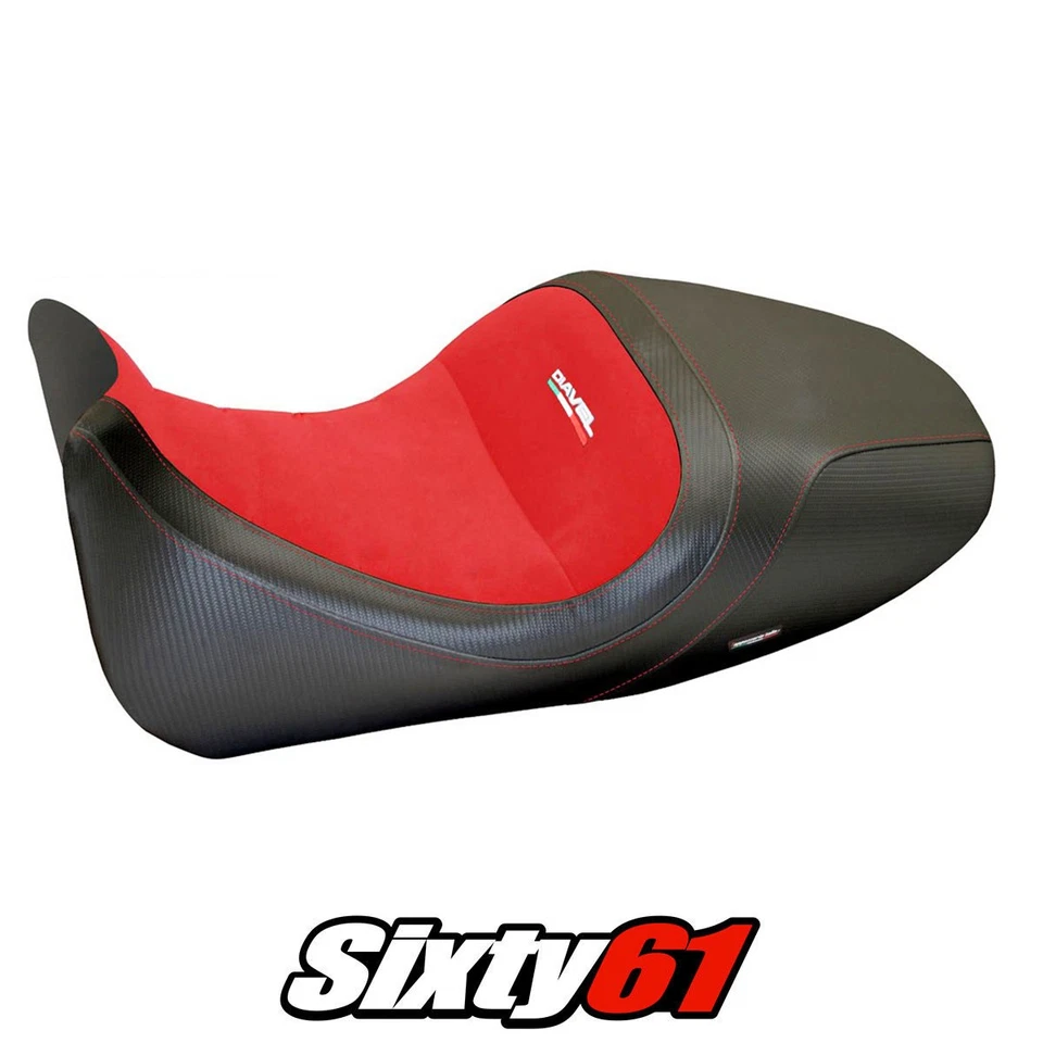 Cubierta de asiento Ducati Diavel 2014 2015 2016 2017 2018 Tappezzeria terciopelo rojo negro Foto 1 de 4