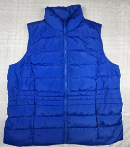 Talbots Womens Puffer Vest Down Packable Double Zip Pockets Cobalt Blue 2X - Picture 1 of 8
