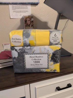 Hotel Bamboo Collection  King Sheet Set 6 Pcs Set 2 Bonus Pillowcases - Image 1 of 2