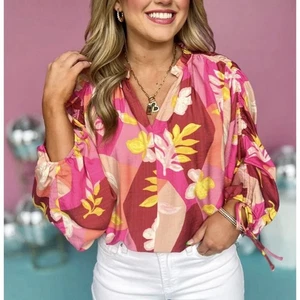 EASEL Damen Medium Strick Oversize Blumen Dolman Ärmel Shirt Bluse Top - Bild 1 von 13