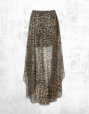 Women’s ALLSAINTS Skirt Slvina Scatter Skirt Animal Print Asymmetric Ruffled Hem - Image 1 of 4