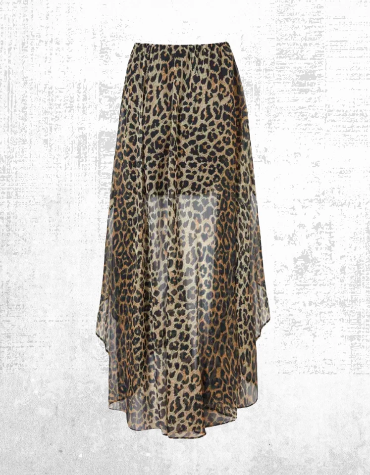 Women’s ALLSAINTS Skirt Slvina Scatter Skirt Animal Print Asymmetric Ruffled Hem - Image 1 of 4