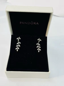 Sterling Silver 925- PANDORA ALE Olive Branch Dangle Earrings - Foto 1 di 5