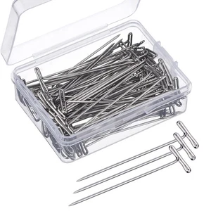 Mudder 100 Pack Wig T-Pins 2 Inch with Plastic Box, Silver - Picture 1 of 4
